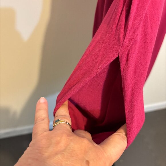 Umgee Burgundy Red Sequin Embroidered Floral Sequin Bird Long Sleeve Dress - Picture 7 of 10